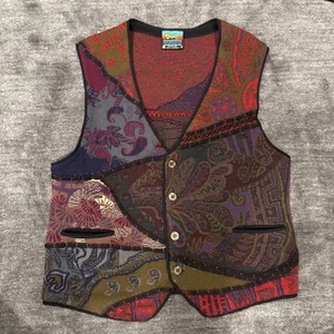 Far Horizons Australian Vest Medium Pure Wool Colourful Coogi Style 3D Textured - Picture 1 of 4