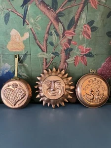 Vintage Copper Tin Wall Decor Celestial Sun, Heart, Swans; Made in Korea - Picture 1 of 23
