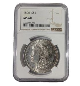 1896 (P) Morgan Dollar MS-60 NGC - Picture 1 of 3