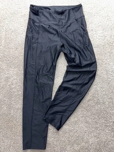 Calla Leggings Women's Large Black Shiny Compression Workout Running Activewear - Picture 1 of 13