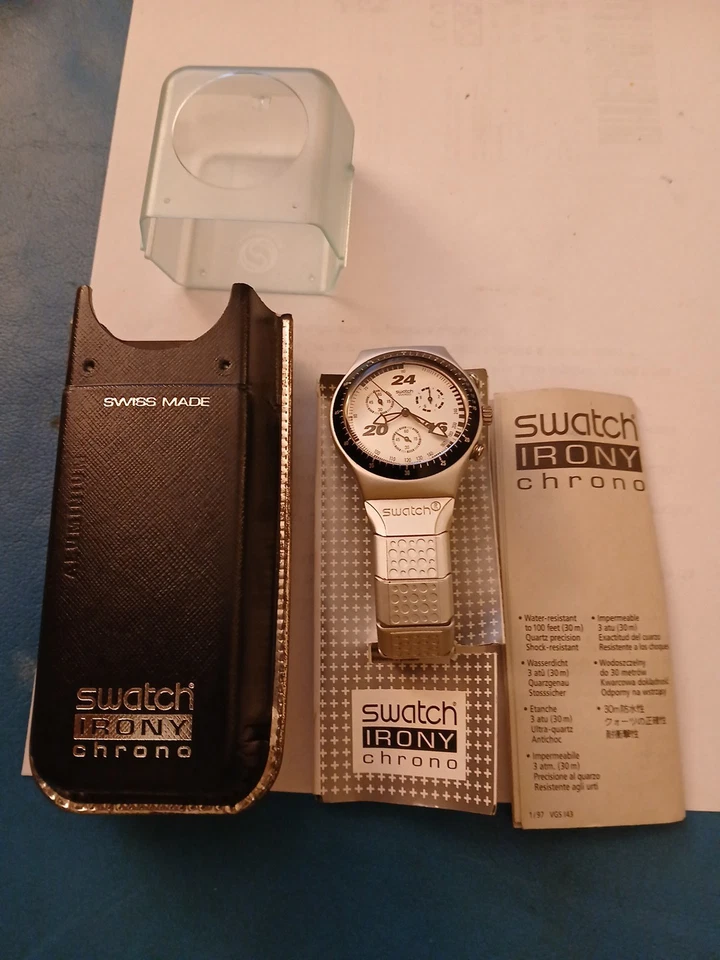 SWATCH IRONY CHRONO 1996 STRAIGHT EDGE YCS1006 nuovo ma non funzionante  - Immagine 1 di 4