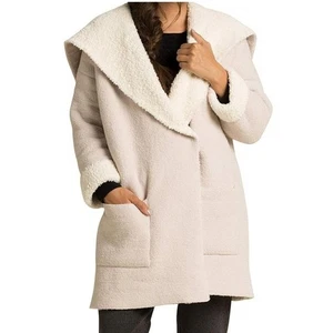 Barefoot Dreams CozyChic Shearling Drape Car Coat 3X Stone Cream NWT Warm Soft - Picture 1 of 7