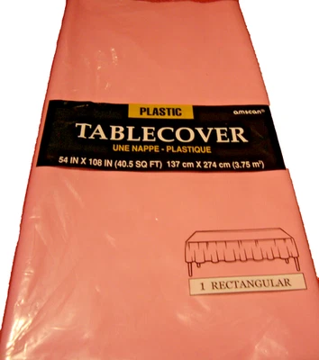 New 54" x 108" Tablecloth Rectangle Plastic Banquet Party Table Cover Pink   347 - Image 1 of 3