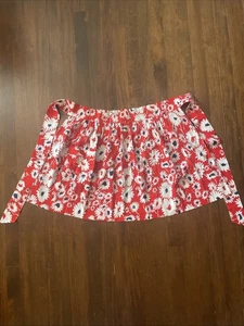 Grembiule corto vintage retrò perfette condizioni: rosso con tasche floreali bianche nere - Foto 1 di 5