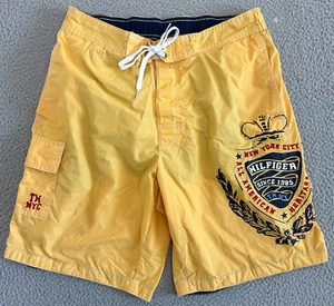 Vintage Y2K Tommy Hilfiger Swim Trunks Mens Medium Shorts Big Logo Embroidered - Picture 1 of 22