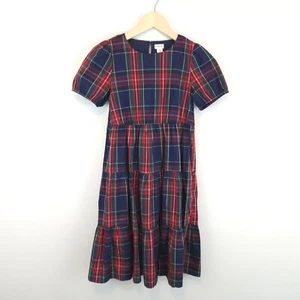 J. Crew Crewcuts Girl's Tartan Dress Size 10 Holiday Christmas Plaid Blue Red - Picture 1 of 11