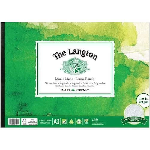 DALER ROWNEY Langton Watercolour Pad - Gummed Edge 12 Sheets/300gsm/Not - A5 - Image 1 of 1
