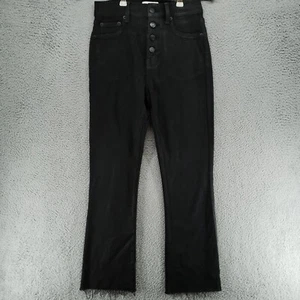 Pistola Womens 26 Jeans Black Button Mid Rise Denim Ankle Raw Hem Cotton Blend - Picture 1 of 20