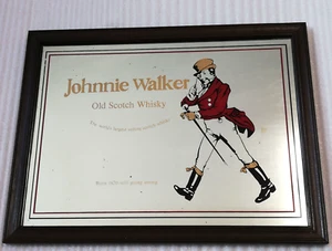 Vintage Johnnie Walker Old Scotch Whisky Vintage Pub Mirror. Wooden Frame - Picture 1 of 12