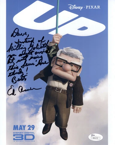 ED ASNER HAND SIGNED 8x10 COLOR PHOTO    AMAZING POSE  FROM UP     TO DAVE   JSA Cover