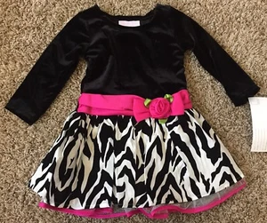 Neu mit Etikett Bonnie Jean Feiertage Weihnachten Kleid schick 10 Mädchen schwarz elfenbein pink *66 - Bild 1 von 1