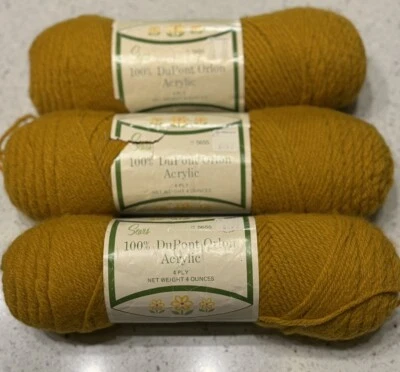 Vtg Sears Dupont Orlon Acrylic Yarn Lot Of 3 Gold 70 12 Oz 600 Yds - Image 1 of 4