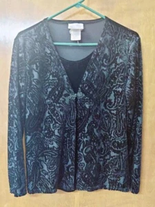 Kathie Lee Samt Ausbrenner Bluse Lagenlook Gr. M Rundhals Langarm - Bild 1 von 6