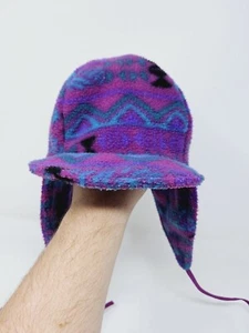 VTG Columbia Hat Cap Hypeadelic Hype Fleece Outdoor 90s Aztec Pattern Medium - Picture 1 of 8
