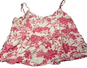timing cropped sleeveless shirt sheer floral pink adjustable straps large READ - Picture 1 of 10