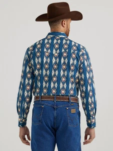 CAMISA WRANGLER CHECOTAH ESTAMPADO AZUL - HOMBRE - Imagen 1 de 4