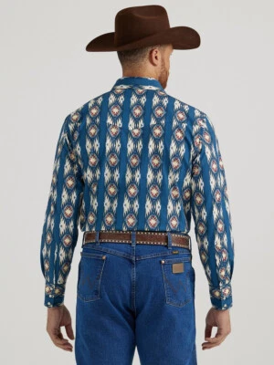 WRANGLER CHECOTAH СИНИЙ ПРИНТ - МУЖСКАЯ РУБАШКА - Изображение 1 из 4