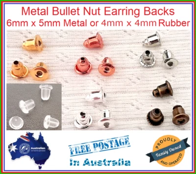 10/20/50/100/200/500/1000 Metal Earring Backs Backing / Rubber Bullets Nut - image 1 of 4