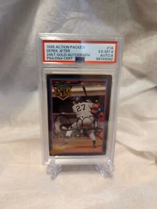 1995 Action Packed Derek Jeter 24KT GOLD #1A AUTO PSA Auto Grade 8 Card Grade 6 - Picture 1 of 3