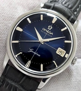 OMEGA GENEVE AUTOMATIC DATE 14703 SC 61 CAL562 TWO TONE BLUE DIAL MEN'S WATCH - Picture 1 of 19