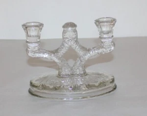 Vintage Art Nouveau Clear Glass 2 Candelabra Candle Holder 5-1/4" Tall /#CA4 - Picture 1 of 8