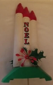Vtg Noel Triple Candle Blow Mold Empire Tabletop Lighted Decor 13in WORKS - Picture 1 of 13