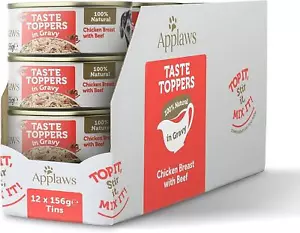 Applaws - Taste Toppers Wet Dog Food - Chicken & Beef in Gravy, 12x156g Tins - Picture 1 of 7
