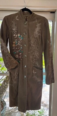 JOHNNY WAS Green Corduroy Embroidered Dress Size small - Image 1 of 4