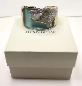 ALEXIS BITTAR BLAUGRÜN LUCIT VERGOLDETER PAVENKRISTALL MIT STEINENMANSCHETTENARMBAND VERPACKT - Bild 1 von 11