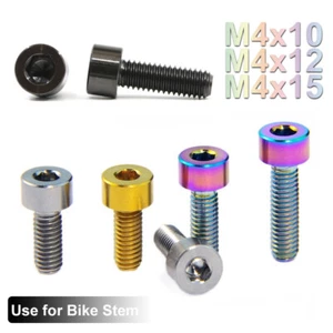 Tornillos de cabeza de tapa de enchufe de titanio TC4 accionamiento hexagonal M4x10/12/15 mm para pernos de vástago de bicicleta - Imagen 1 de 14