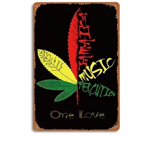 Music Jamaika One Love Metal Tin Sign,8 x 12 Inch, Street Sign, 420 Accessori... - Picture 1 of 5
