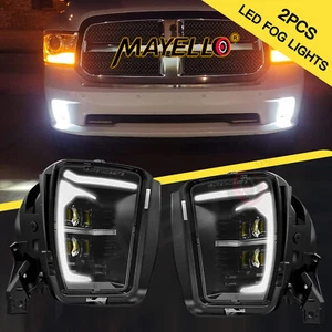 Pair DRL LED Fog Lights Bumper for Dodge Ram 1500 2013 2014 2015 2016 2017 2018 - Picture 1 of 8