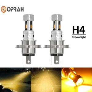 2X LED Motorcycle Headlight Yellow H4 3000K Hi/Lo Light Driving Fog Lamp ATV - Picture 1 of 7