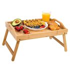 Bamboo Bed Tray,Breakfast Tray with Folding Legs Serving Tray with Carrying H...