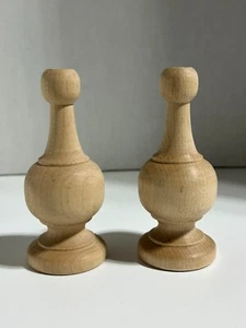 2 Unfinished 4-1/4" Tall Colonial Wood Finials Ready To Paint - Picture 1 of 3