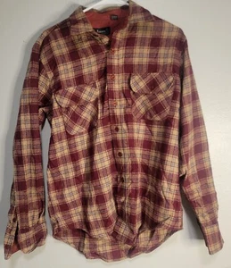 Camicia uomo vintage Aarons con bottoni misto lana retrò bergundy a quadri media - Foto 1 di 4