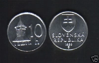 SLOVAKIA 10 HALIEROV KM-17 x 1 Pcs Pre-Euro EU BELFRY ZEMPLIN UNC COIN - Image 1 of 3