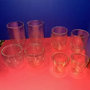 VINTAGE 8 HAND BLOWN Badum DOUBLED WALL GLASS   USED Lightly No Sweat Glass - Picture 1 of 20