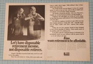 1981 Vintage 2 Page Print Ad Aetna wants retirement to be affordable disposable - Picture 1 of 4