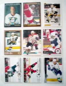 1991-2020'S LOT OF 9 HOCKEY CARDS + 1 PLASTIC SHEET FOR COLLECTORS ALBUM. - Imagen 1 de 3