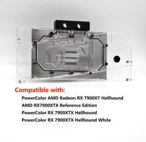 GPU Water Block per PowerColor AMD Radeon RX 7900XT Hellhound/Reference Edition - Foto 1 di 9