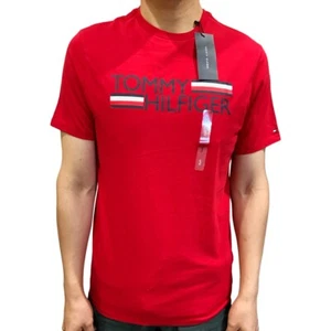 Neu Tommy Hilfiger Herren T-Shirt Rot Rundhals Kurzarm - Bild 1 von 7