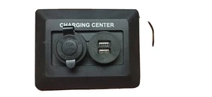 SIGMA 12V CHARGING CENTER DC POWER OUTLET DUAL USB BLACK RV CAMPER BOAT - Picture 1 of 4