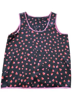 Top de pijama de satén con estampado de corazón rojo rosa Ann Taylor Sleep talla grande Foto 1 de 4