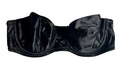 NOS Vtg Strapless Bra Satin 1990's UW Lily Of France Padded Push Up Black 34A - Image 1 of 4