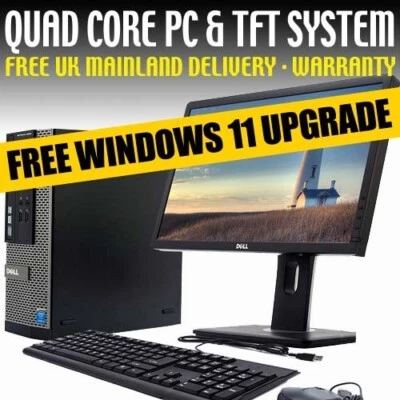 FAST COMPUTER i5 QUAD CORE DESKTOP TOWER PC & TFT SET 16GB WINDOWS 11 HDD & SSD - Image 1 of 2