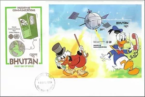 Uncle Scrooge History Of Communication Donald Duck Disney Bhutan FDC Sheet 1984 - Picture 1 of 1