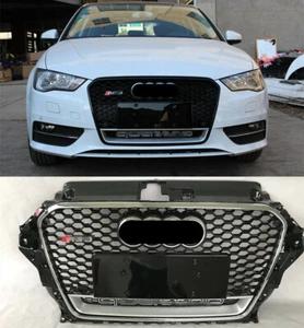 Para Audi A3 S3 14-16 RS3 Estilo Frontal Parrillas del radiador Máscara Parrilla Negro en forma de panal - Imagen 1 de 6