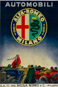 Poster Manifesto Locandina Pubblicità Automobili Stampa Vintage Alfa Romeo Italy - Foto 1 di 5