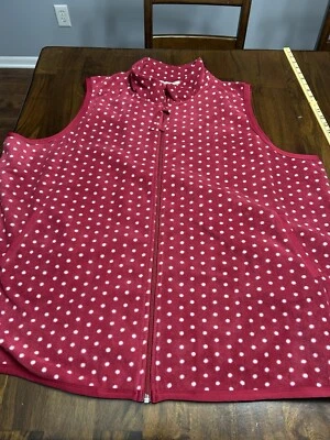 Woman Within Fleece Zip Up Best Size 3X 30-32 Burgundy Polka Dot NWOT - Image 1 of 4